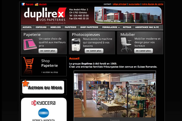 Réalisation du site Duplirex Papeteries