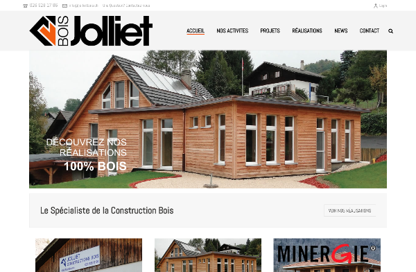 screenshot site internet jolliet bois construction